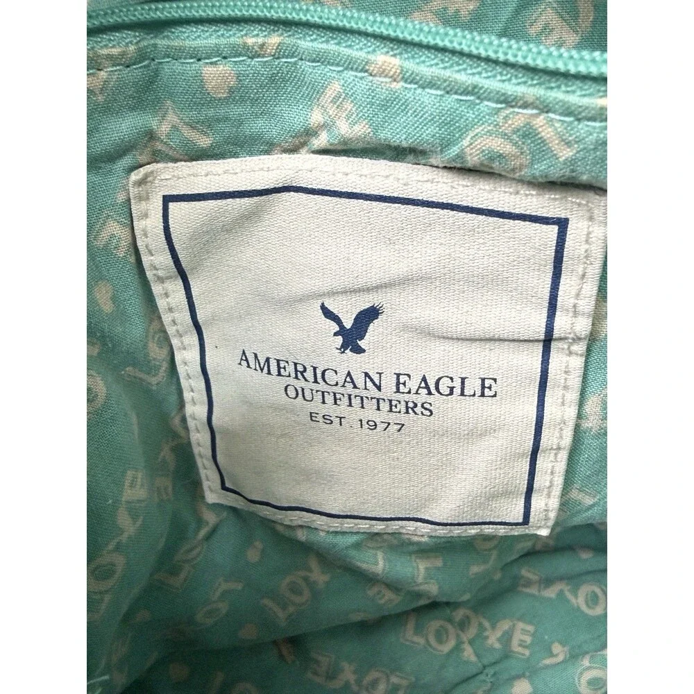 VTG American Eagle Distressed Light Mint Messenger Y2K Bag Canvas Crossbody Flap